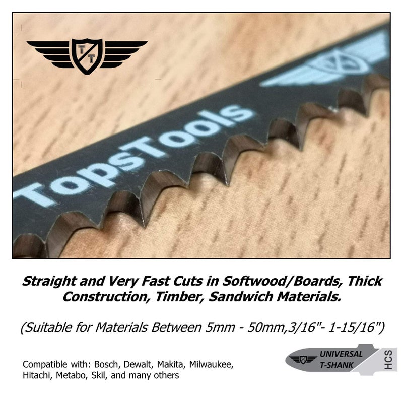 TopsTools 25 x TopsTools T144D 100mm Jigsaw Blades Designed for Straight and Fast Cuts in Wood - Image 3